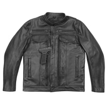 Mens Top Performer Motorcycle Leather Jacket with Double Conceal Carry Pockets