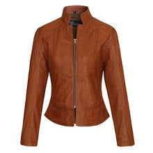 'Maya' Ladies Premium Soft Lightweight Brown Fitted Motorcycle Leather Jacket