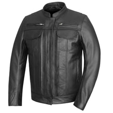 Mens Top Performer Motorcycle Leather Jacket with Double Conceal Carry Pockets