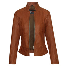 'Maya' Ladies Premium Soft Lightweight Brown Fitted Motorcycle Leather Jacket