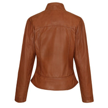 'Maya' Ladies Premium Soft Lightweight Brown Fitted Motorcycle Leather Jacket