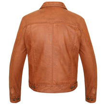 Mens Austin Brown Premium Classic Motorcycle Trucker Leather Jacket