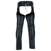 Unisex Black Four Pocket Biker Leather Motorcycle Chaps Unisex