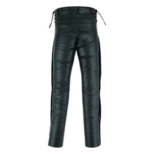 Mens Black Premium Cowhide Biker Motorcycle Leather Chap Pants / Overpants