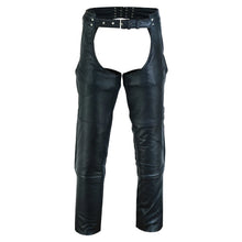 Unisex Black Four Pocket Biker Leather Motorcycle Chaps Unisex