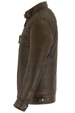 Mens Cafe Racer Waxed Lambskin Chocolate Brown Motorcycle Leather Jacket