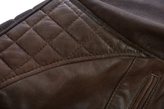 Mens Cafe Racer Waxed Lambskin Chocolate Brown Motorcycle Leather Jacket