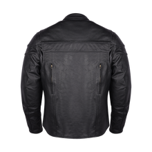 Mens Premium Cowhide Cafe Racer Leather Motorcycle Jacket with Zipper Vents