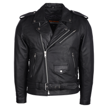 Mens Eagle Embossed Live To Ride - Ride To Live Classic Black Leather Motorcycle Jacket