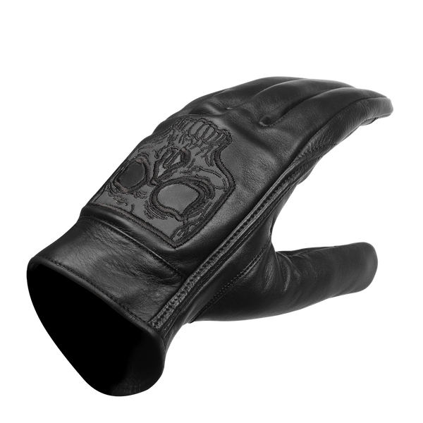 Mens Gel Palm Riding Gloves With Skull