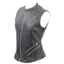 Ladies Premium Top Grain Cowhide Leather Zipper Vest