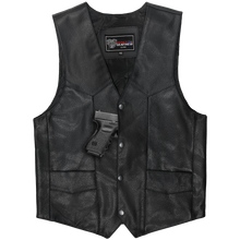 Mens Black Biker Leather Motorcycle Vest