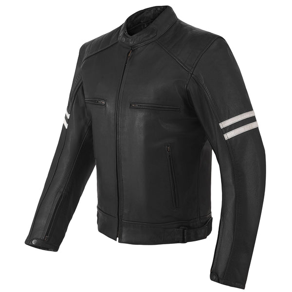 Mens Premium Cowhide Leather 'Street' Cruiser Motorcycle Riding Jacket