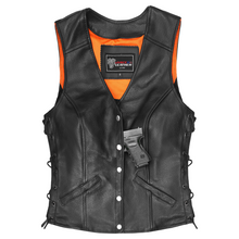 Ladies Economy Leather Five-Snap Lace Side Vest