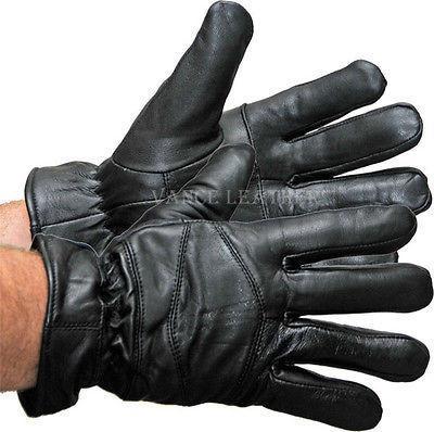 Mens Black Leather Lightweight Lined Gloves