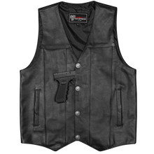 Biker Motorcycle Vest with Buffalo Nickel Snaps and Conceal Carry Pocket