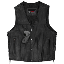 Mens Black Premium Cowhide Ten Pocket Leather Vest