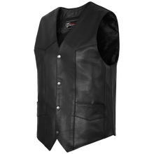 Mens Black Premium Cowhide Biker Leather Motorcycle Vest