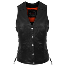 Ladies Economy Leather Five-Snap Lace Side Vest