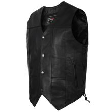 Mens Black Ten Pocket Leather Vest