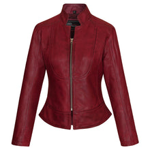 Maya Ladies Premium Soft Lightweight Burgundy Fitted Motorcycle Leather Jacket