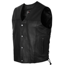 Mens Black Premium Cowhide Ten Pocket Leather Vest