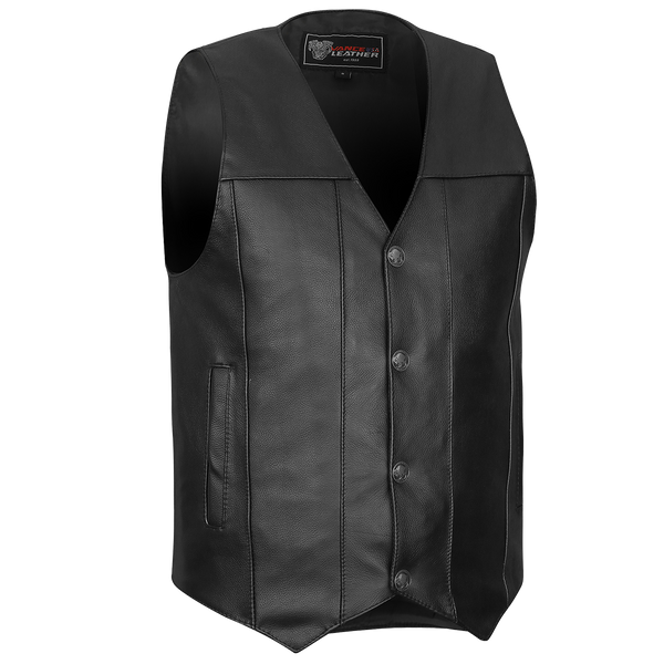 Biker Motorcycle Vest with Buffalo Nickel Snaps and Conceal Carry Pocket