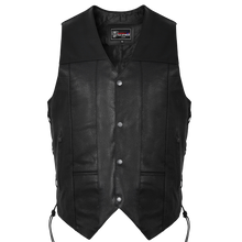 Mens Black Ten Pocket Leather Vest