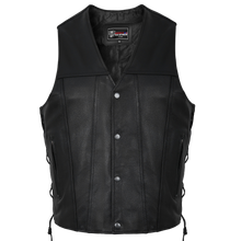 Mens Black Premium Cowhide Ten Pocket Leather Vest