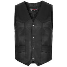 Mens Black Premium Cowhide Biker Leather Motorcycle Vest