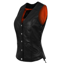 Ladies Economy Leather Five-Snap Lace Side Vest