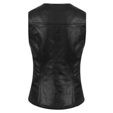 Women's Five Snap Leather Vest with Conceal Carry Pocket