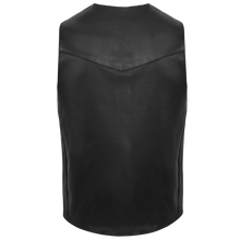 Mens Black Premium Cowhide Biker Leather Motorcycle Vest