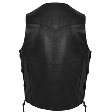 Mens Black Ten Pocket Leather Vest