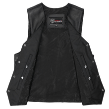 Mens Black Biker Leather Motorcycle Vest