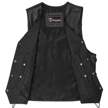 Men's Black Side Laces Leather Biker Motorcycle Vest