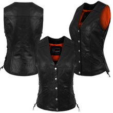 Ladies Economy Leather Five-Snap Lace Side Vest