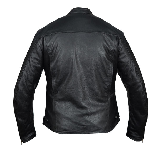 Mens Advanced Clean Concealed Carry Black Cowhide Leather Motorcycle Riding Jacket