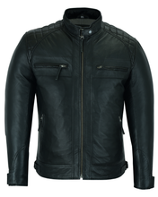 Mens Cafe Racer Gatsby Black Waxed Lambskin Motorcycle Leather Jacket