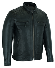 Mens Cafe Racer Gatsby Black Waxed Lambskin Motorcycle Leather Jacket