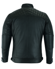 Mens Cafe Racer Gatsby Black Waxed Lambskin Motorcycle Leather Jacket