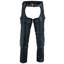 Unisex Black Premium Cowhide Four Pocket Biker Leather Chaps