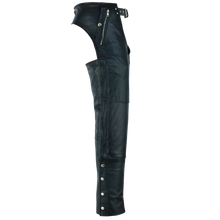 Unisex Black Premium Cowhide Four Pocket Biker Leather Chaps