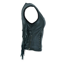 Roxy Ladies Premium Black Vest with Fringes and Rivets