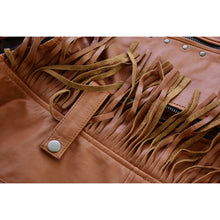 Roxy Ladies Premium Brown Leather Vest with Fringes and Rivets