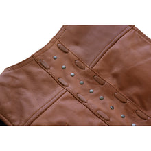 Roxy Ladies Premium Brown Leather Vest with Fringes and Rivets