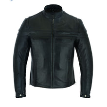 Mens Premium Cowhide Cafe Racer Leather Motorcycle Jacket with Zipper Vents