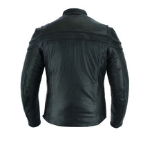 Mens Premium Cowhide Cafe Racer Leather Motorcycle Jacket with Zipper Vents