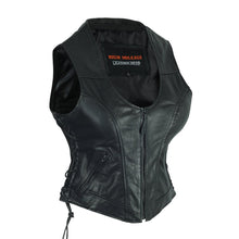 Womens Lady Biker Leather Motorcycle Vest