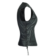 Womens Lady Biker Leather Motorcycle Vest With Studs